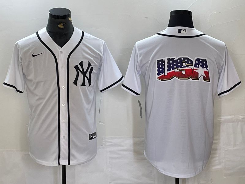 Men New York Yankees Blank White Third generation joint name Nike 2024 MLB Jersey style 19